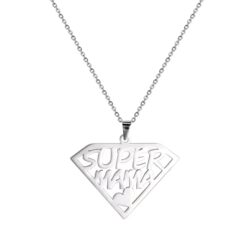 Collar Super Mama Acero Plateado
