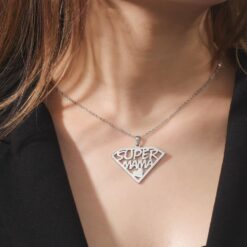 Collar Super Mama Acero Plateado