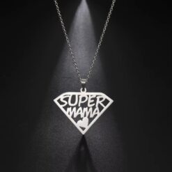 Collar Super Mama Acero Plateado