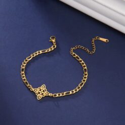 Pulsera Nudo de Bruja Celta Figaro Dorada Acero