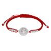 Pulsera Plata 925 San Benito Hilo Rojo Bolitas Trenzado