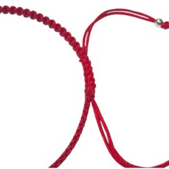 Pulsera Plata 925 San Benito Hilo Rojo Bolitas Trenzado