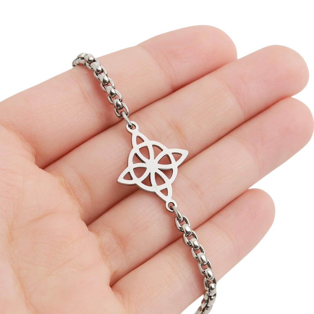 Pulsera Nudo de Bruja Celta Plateada Acero MD1125