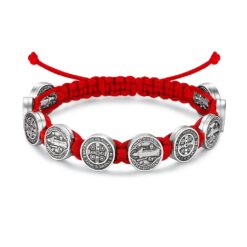 Pulsera Hilo Rojo San Benito Protector 10 Medallas MD1127