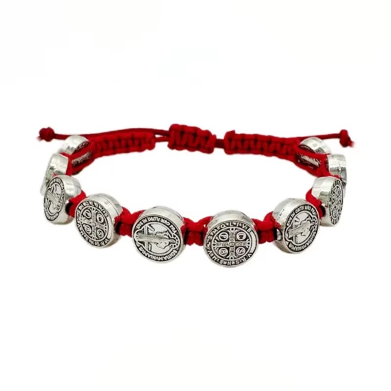 Pulsera Hilo Rojo San Benito Protector 10 Medallas MD1127
