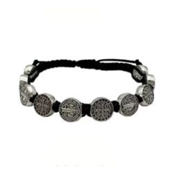 Pulsera Hilo Negro San Benito Protector 10 Medallas MD1128