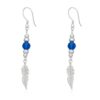 Aros Plata 925 Pluma y Cristal Azul Colgante