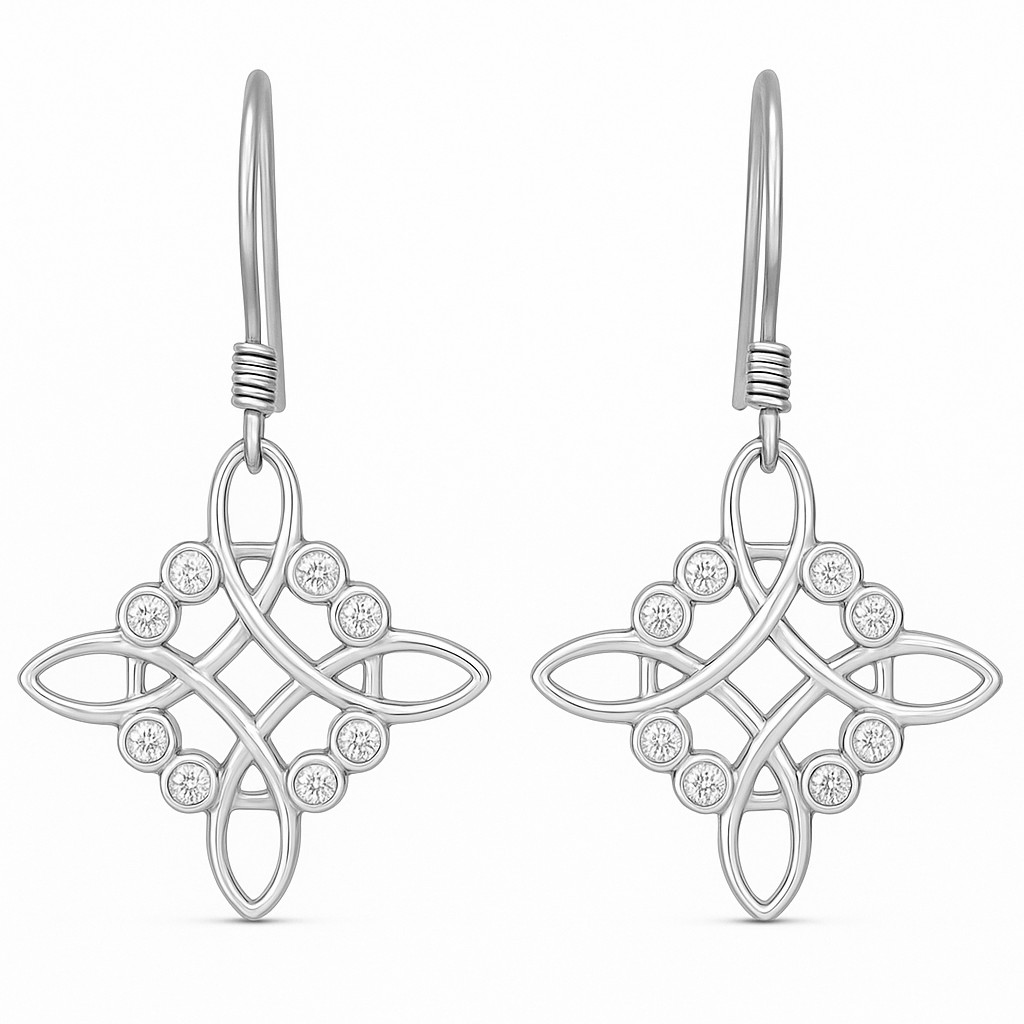 Aros Plata 925 Nudo de Bruja Celta y Circones