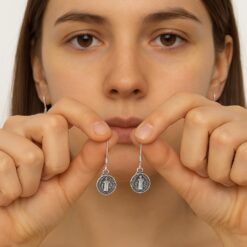 Aros Plata 925 Colgante San Benito Protector Medalla