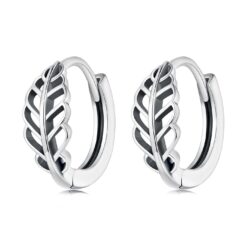 Aros Plata 925 Argollas Huggie Hojas de Otoño 12mm