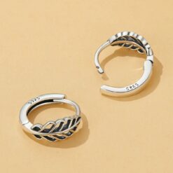 Aros Plata 925 Argollas Huggie Hojas de Otoño 12mm