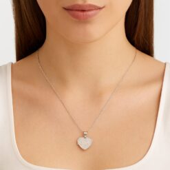 Collar Relicario Plata 925 Corazón Con Circones