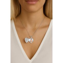 Collar Relicario Plata 925 Corazón Con Circones