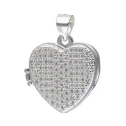 Collar Relicario Plata 925 Corazón Con Circones