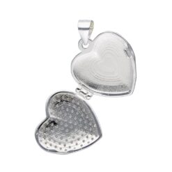 Collar Relicario Plata 925 Corazón Con Circones