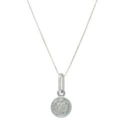 Collar Medalla Plata 925 San Benito Protector Niños