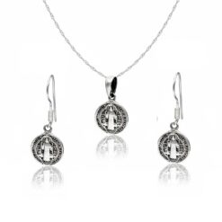 Conjunto plata medallas san benito protector