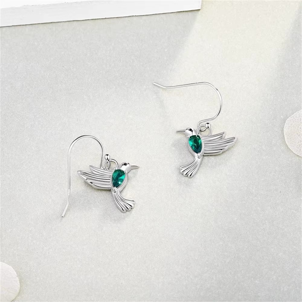 Aros Colgate Colibrí Ave Cristal Verde - Imagen 3
