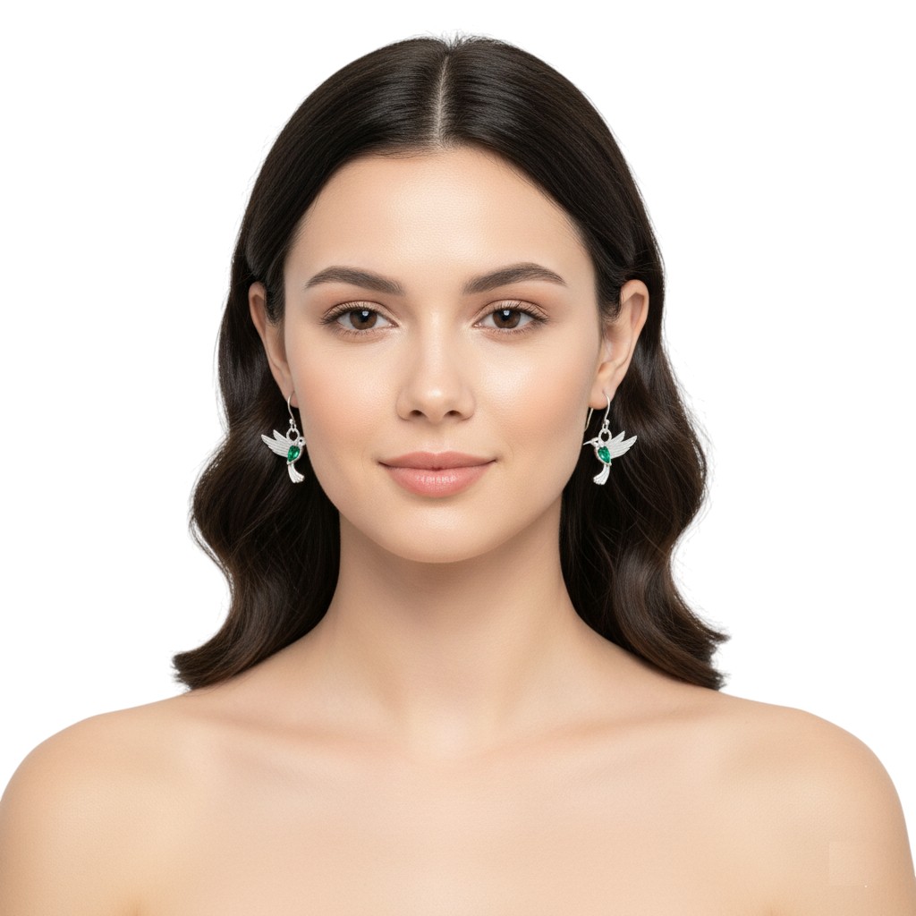 Aros Colgate Colibrí Ave Cristal Verde - Imagen 6