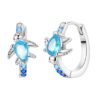 Aros Plata 925 Tortuga Marina Cristal Celeste
