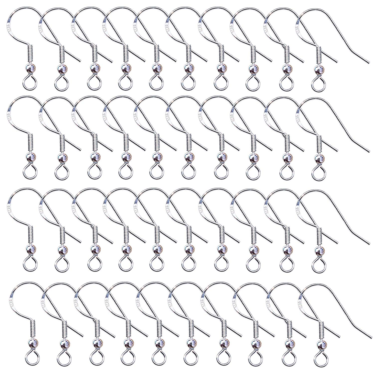 Pack 200 Ganchos Para Aros Plateados Bolita - Imagen 3